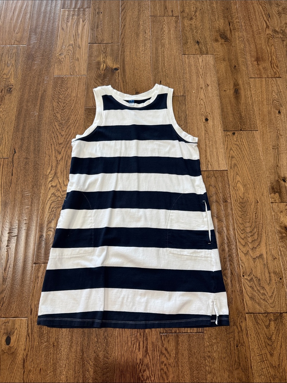 Old Navy - Navy and White Striped Sleeveless Dress Sz M